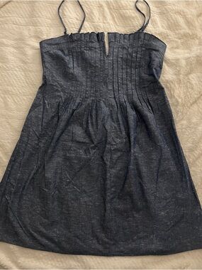 MADEWELL Spaghetti Strap Navy Pleated Bodice Mini Dress